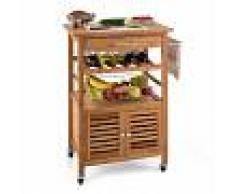 Klarstein Louisiana Carro de cocina Trolley 4 niveles Bambú
