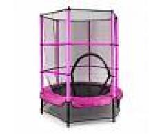 KLARFIT Rocketkid Cama elástica Trampolin 140cm Red de seguridad Rosa