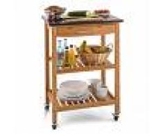 Klarstein Tennessee Carro de cocina Trolley 3 niveles Bambú Granito