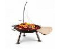 Blumfeldt Turion Grill colgante base de fuego BBQ Carbón vegetal Tracción de cable Acero inox.