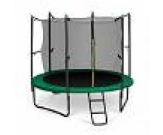 KLARFIT Rocketstart 250 Cama elástica Trampolin 250cm Red de seguridad Verde