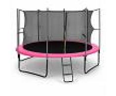 KLARFIT Rocketgirl 366 Cama elástica Trampolin 366cm Red de seguridad Rosa