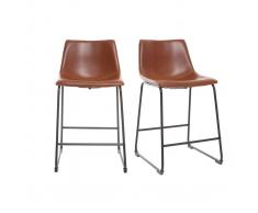 Taburete de bar vintage PU marrón claro 61cm lote de 2 NEW ROCK