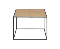 Mesa de centro cuadrada madera y metal negro 60 cm KARE