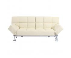 Sofá cama de piel 3 plazas color beige MANHATTAN