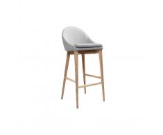 Taburete de bar diseño 75cm madera tejido gris claro DALIA