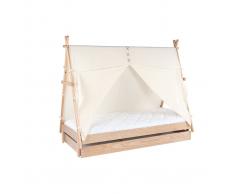 Cama infantil con almacenaje madera y algodón natural APACHE