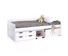 Cama infantil con cajones 90x190 pino blanco CLEO
