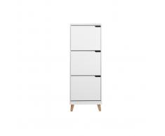 Mueble zapatero nórdico 3 cajones madera y blanco MITRAA