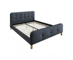 Cama capitoné tejido gris oscuro 140 x 200cm HOLSEN