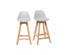Taburete diseño gris claro y madera 65cm lote dos MINI PAULINE