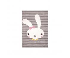 Alfombra gris infantil con dibujo de conejo 120x170 cm BONNIE