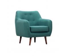 Sillón diseño haya y tejido azul petróleo OLAF