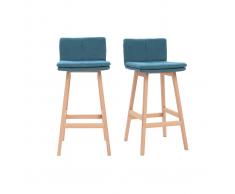 Taburete de bar madera y azul petróleo 65cm lote de 2 JOAN