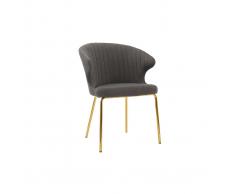 Silla tejido gris oscuro patas metal dorado REQUIEM