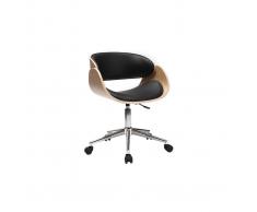 Sillón diseño negro y madera clara con ruedas BENT