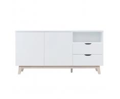 Aparador nórdico blanco y madera clara LEENA