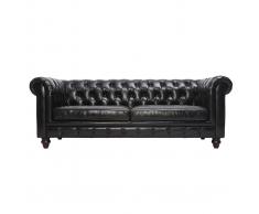 Sofá cuero vintage 3 plazas negro CHESTERFIELD