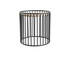 Mesa auxiliar moderna madera clara y metal HARP