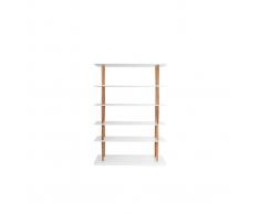 Biblioteca de diseño de madera natural y blanca 5 estantes GILDA