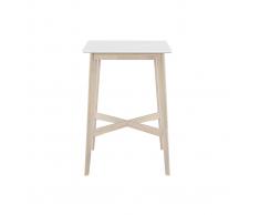 Mesa alta cuadrada blanca y madera clara LEENA