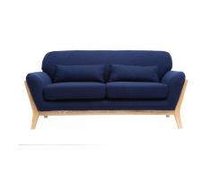 Sofá nórdico 2 plazas azul oscuro patas madera YOKO