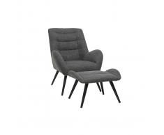 Sillón y reposapiés moderno en tejido gris ZOE