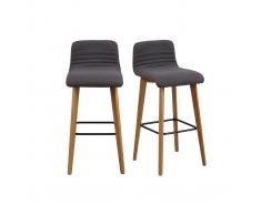 Taburete de bar diseño gris oscuro y madera lote de 2 ULRIK
