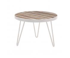 Mesa auxiliar redonda madera y metal blanco 50x35 ROCHELLE