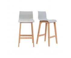 Taburete de bar diseño madera y gris claro 65cm lote de 2 NEW SURF