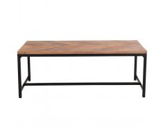 Mesa de centro moderna en acacia y metal negro STICK