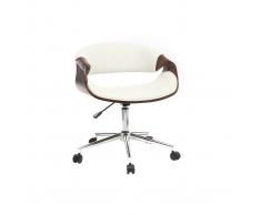 Silla de oficina moderna polipiel blanco y nogal ARAMIS