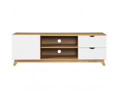 Mueble TV nórdico blanco y madera clara NEELA
