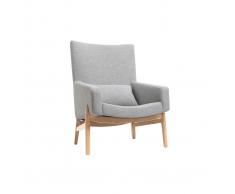 Sillón diseño gris patas madera KYOTO