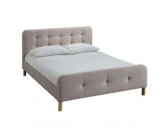 Cama capitoné tejido beige 160 x 200cm HOLSEN
