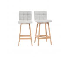 Taburete de bar madera y gris perla 65cm lote de 2 KLARIS