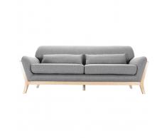 Sofá escandinavo 3 plazas gris patas madera YOKO
