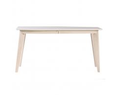 Mesa de comedor diseño extensible blanca y madera clara L150-200 LEENA