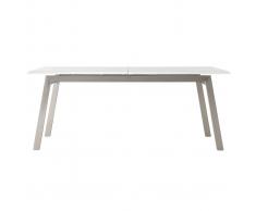 Mesa de comedor diseño extensible blanca y metal L190-240 MARNY