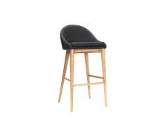 Taburete de bar diseño 75cm madera y tejido gris antracita DALIA