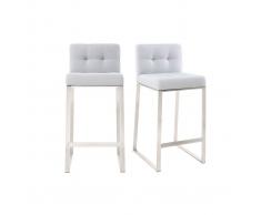 Taburete de bar diseño metal y tejido gris claro 66cm lote de dos HALEY