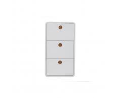 Zapatero 3 cajones blanco brillante y fresno KOPEN