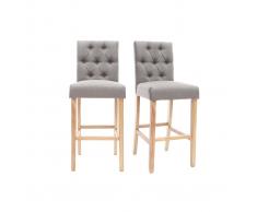 Lote de 2 taburetes/sillas de bar tejido gris claro A75cm RIVOLI
