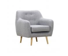 Sillón diseño madera clara y tejido gris perla OLAF