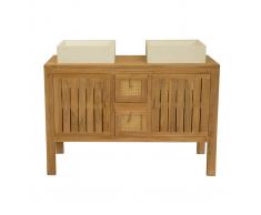 Mueble de baño en teca para doble lavabo ARECA