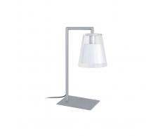 Lámpara de mesa diseño cristal y metal blanco ACROSS