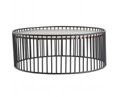 Mesa de centro redonda moderna madera oscura y metal HARP