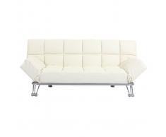 Sofá-cama 3 plazas MANHATTAN color blanco roto y de cuero