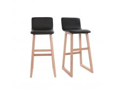 Taburete de bar madera clara y PU negro 72cm lote de 2 OSAKA
