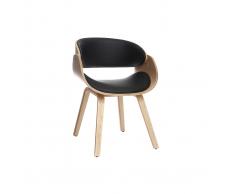 Silla negra y madera clara nogal BENT